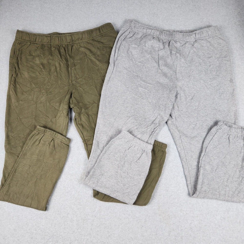 MTA Sport Joggers Sweatpants Mens Large Green Gray Fleece Elastic Waist Lot of 2
